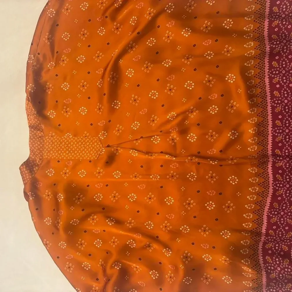 Boho Silky Orange & Pink Printed Kimono | Festival Layer | Size L/XL - Picture 5 of 5